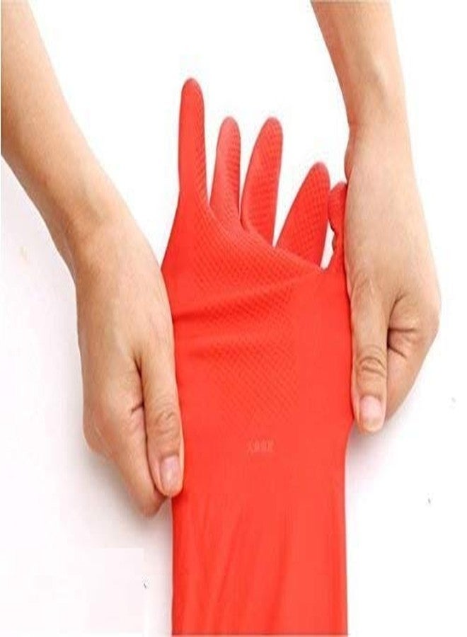 EAYIRA Flock Lined Latex Rubber Reusable Household Kitchen Long Elbow Length Gloves (Free Size) Colour May Vary, Pair of 1 - Image 3
